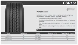 295/80R22.5TL 154/149M CSR151